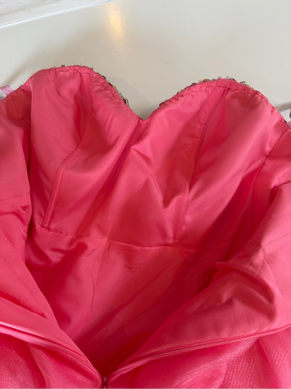 Couture Hand-Beaded Coral Gown - Picture 13 of 13